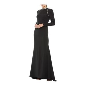 Mac Duggal Raglan Long Sleeve Gown in Black Size 8 NWT